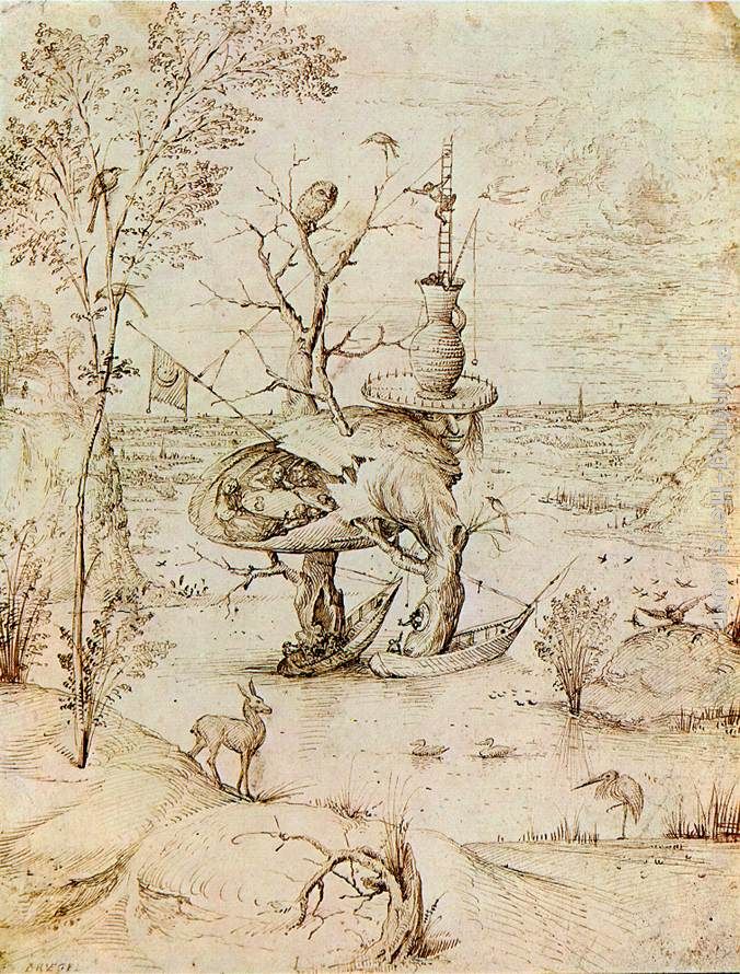 The Man-Tree painting - Hieronymus Bosch The Man-Tree art painting